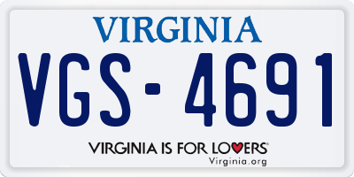 VA license plate VGS4691