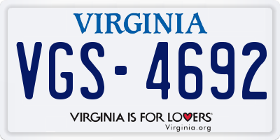 VA license plate VGS4692