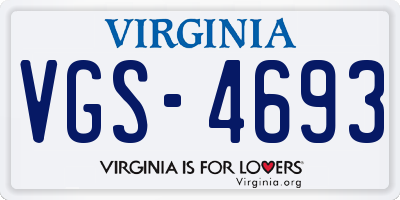 VA license plate VGS4693