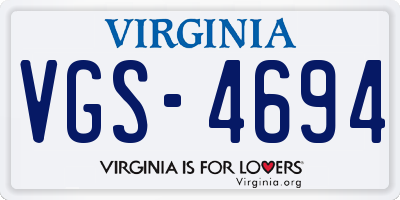 VA license plate VGS4694
