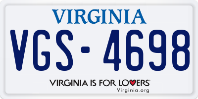 VA license plate VGS4698