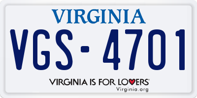 VA license plate VGS4701