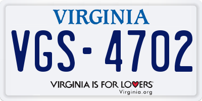 VA license plate VGS4702