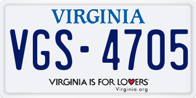 VA license plate VGS4705