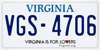 VA license plate VGS4706