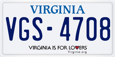 VA license plate VGS4708