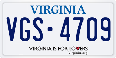 VA license plate VGS4709