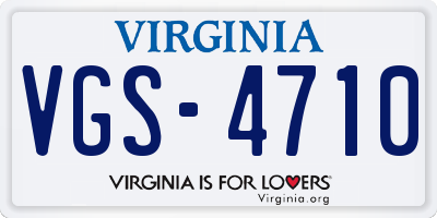 VA license plate VGS4710