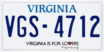 VA license plate VGS4712