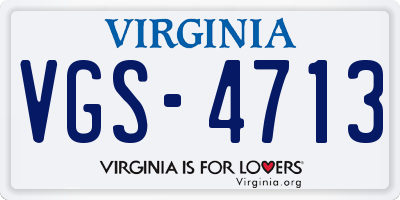 VA license plate VGS4713
