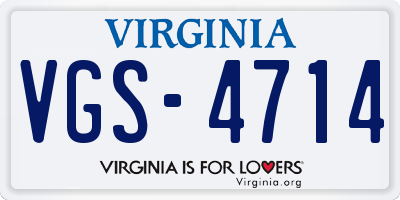 VA license plate VGS4714