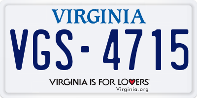 VA license plate VGS4715