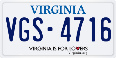 VA license plate VGS4716