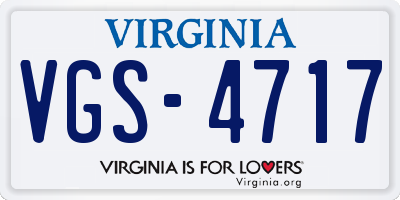 VA license plate VGS4717