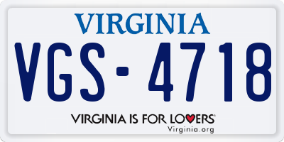 VA license plate VGS4718
