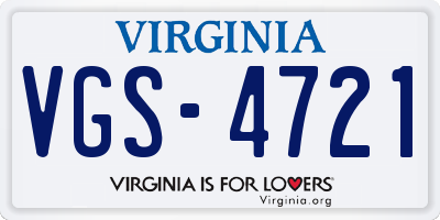 VA license plate VGS4721