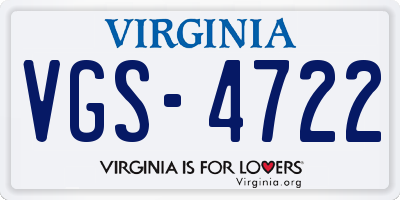 VA license plate VGS4722