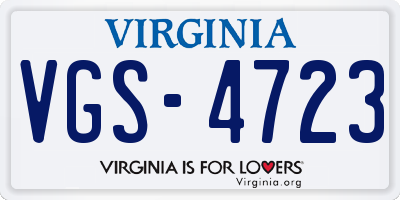VA license plate VGS4723
