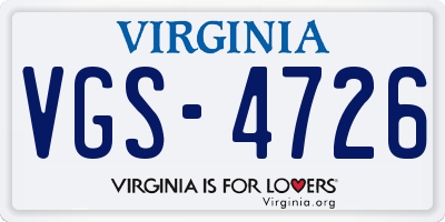 VA license plate VGS4726