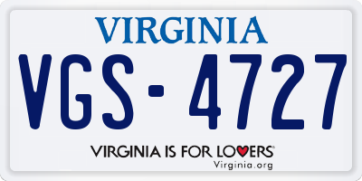 VA license plate VGS4727