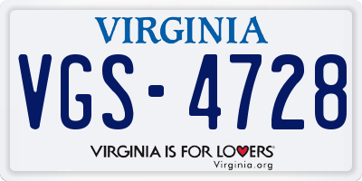 VA license plate VGS4728