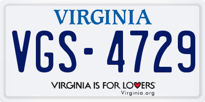 VA license plate VGS4729