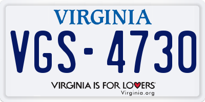 VA license plate VGS4730