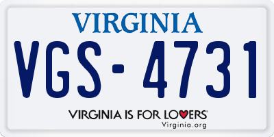 VA license plate VGS4731