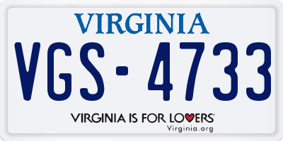 VA license plate VGS4733