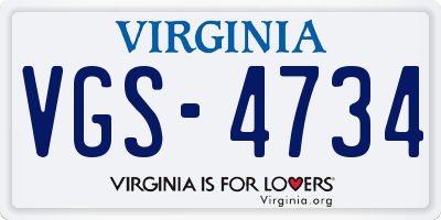 VA license plate VGS4734