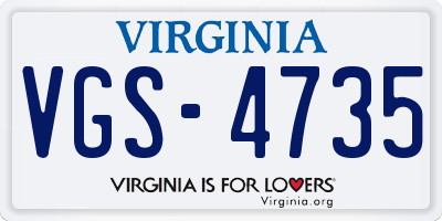 VA license plate VGS4735