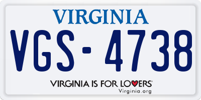 VA license plate VGS4738