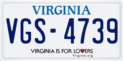 VA license plate VGS4739
