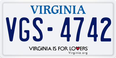 VA license plate VGS4742