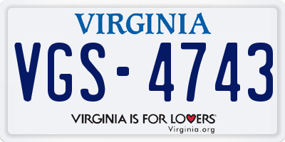 VA license plate VGS4743