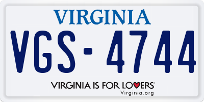VA license plate VGS4744