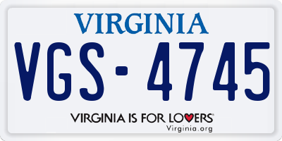 VA license plate VGS4745