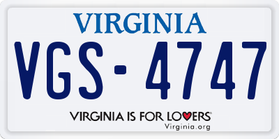 VA license plate VGS4747