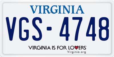VA license plate VGS4748