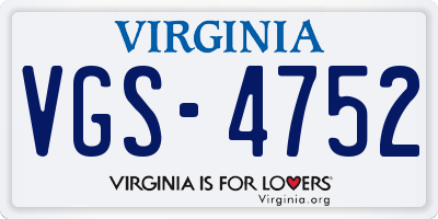 VA license plate VGS4752