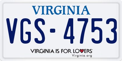 VA license plate VGS4753