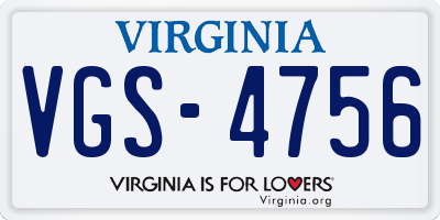 VA license plate VGS4756