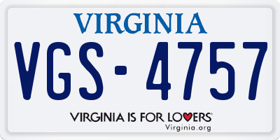 VA license plate VGS4757