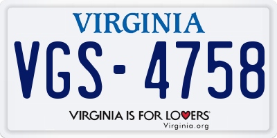 VA license plate VGS4758