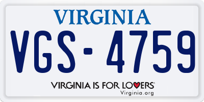 VA license plate VGS4759