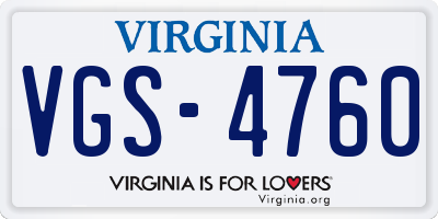 VA license plate VGS4760