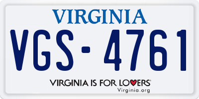 VA license plate VGS4761