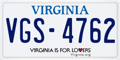 VA license plate VGS4762