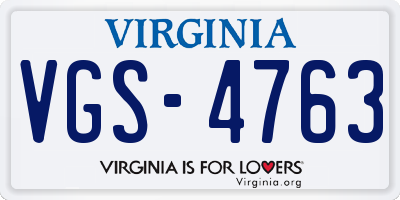 VA license plate VGS4763