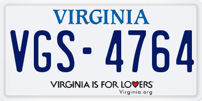 VA license plate VGS4764